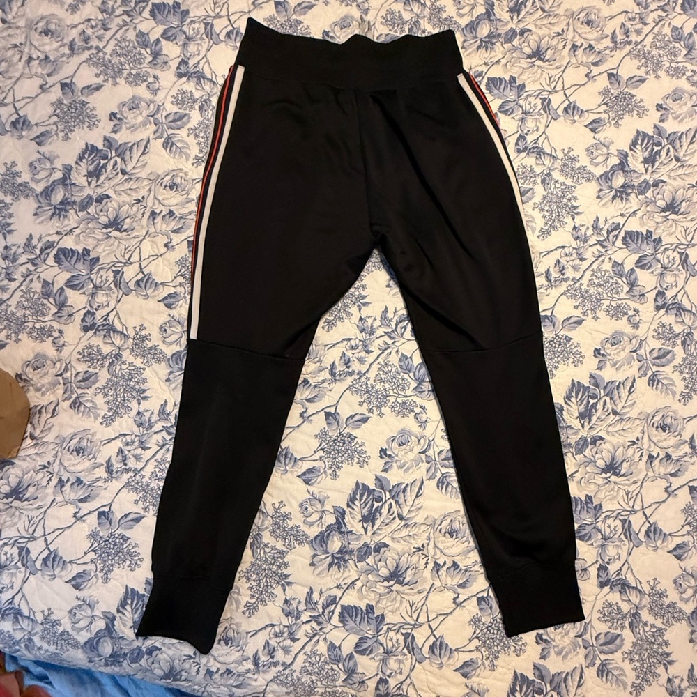 Women Nike medium black jogger pant good condition stripe white blk orange - Picture 3 of 5